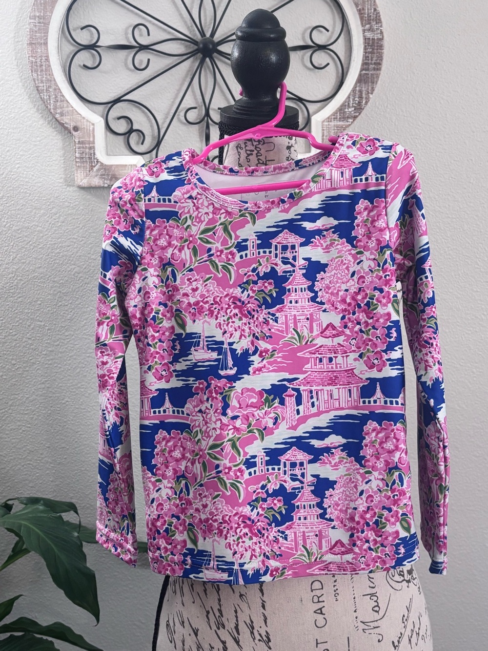 Sweet Honey  Pink & Blue Floral Pagoda Rashguard